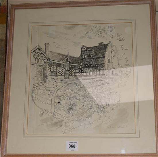 John Ward (1917-2007) Gawsworth Hall, Cheshire 39 x 36cm